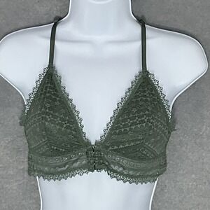 Victoria's Secret Bralette Womens M Lace Front Closure Wireless Racerback Boho‎